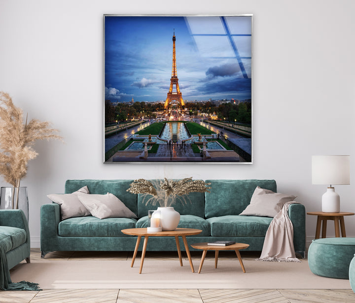 Eiffelturm-Wandkunst aus Glas – Skyline von Paris bei Nacht