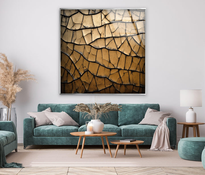 Brown Cracked Abstract Glass Wall Art glass art painting, glass art for the Wall