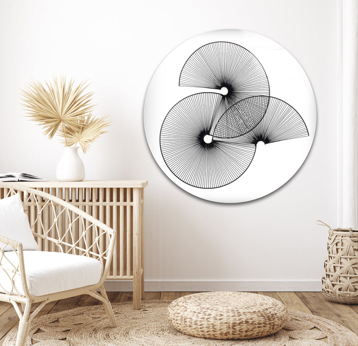 Abstrakte geometrische Kreise – Schwarz-Weiß-Moderner Kunstdruck