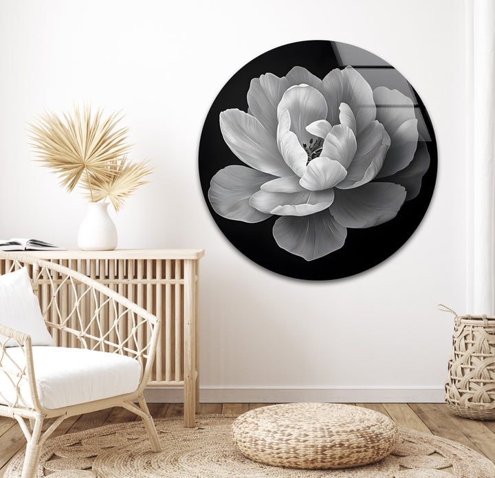 A mesmerizing monochrome flower artwork, designed to bring elegance and depth to any wall.