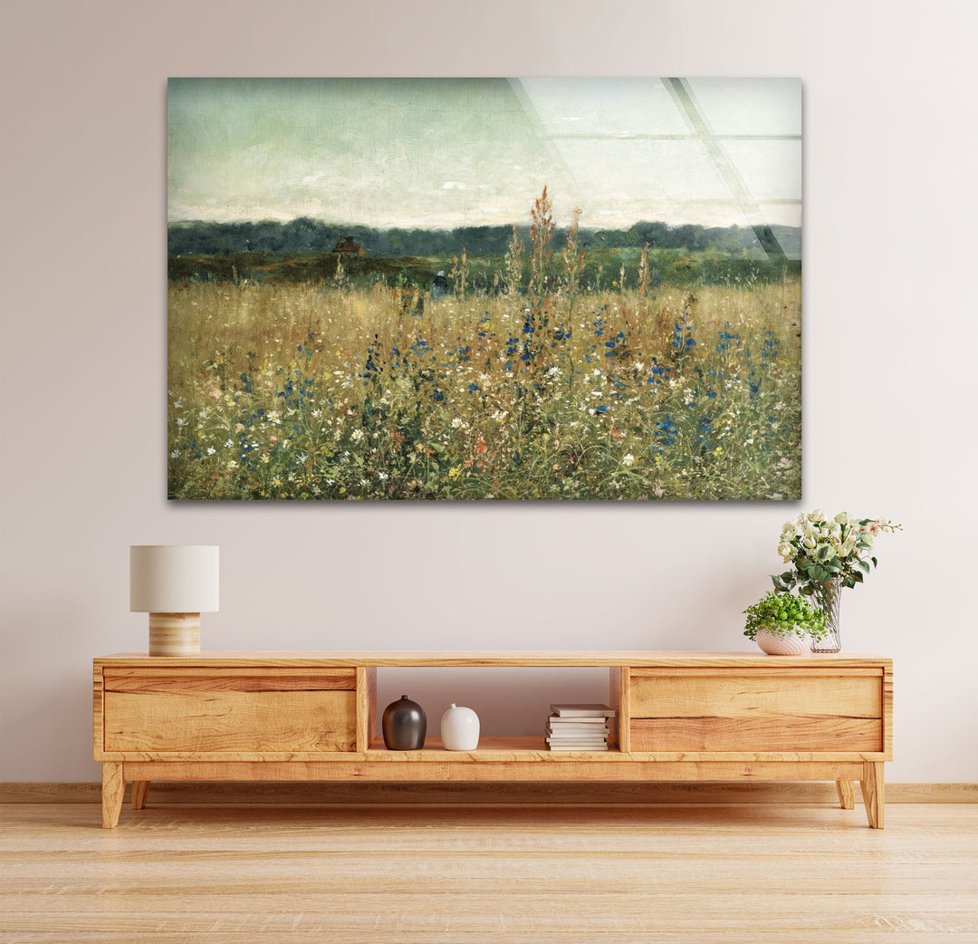 Wildflower Meadow – Tranquil Pastoral Glass Wall Art