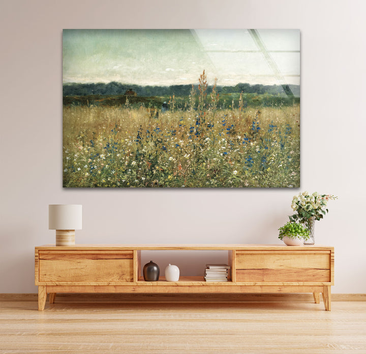 Wildflower Meadow – Tranquil Pastoral Glass Wall Art