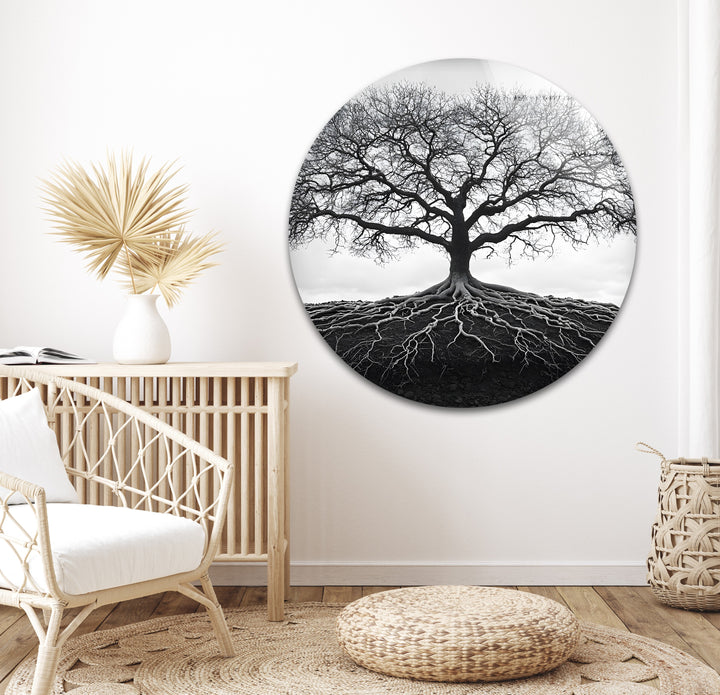 Symbolic Tree of Life design printed in high-definition on glass wall art, adding meaning and elegance to your decor.
