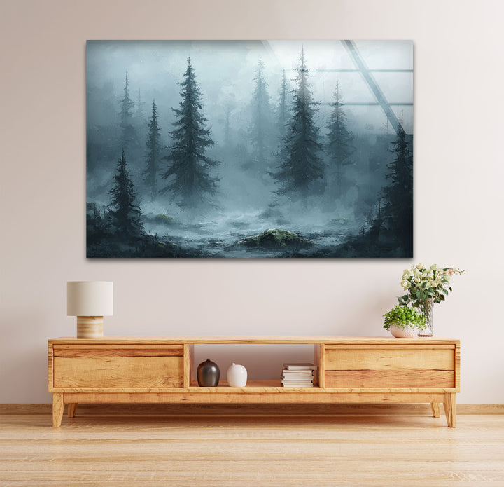 Into the Fog – Enchanted Forest Glass Wall Art