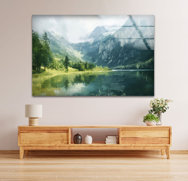 Alpine Serenity – Landschafts-Wandkunst aus Glas