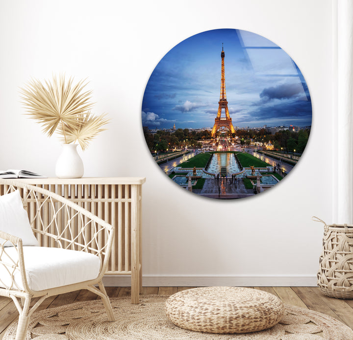 Eiffelturm-Wandkunst aus Glas – Skyline von Paris bei Nacht