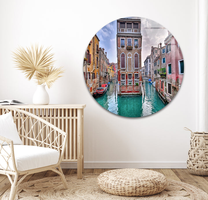 Venedig Kanal Glaswandkunst – Historisches italienisches Architekturdekor