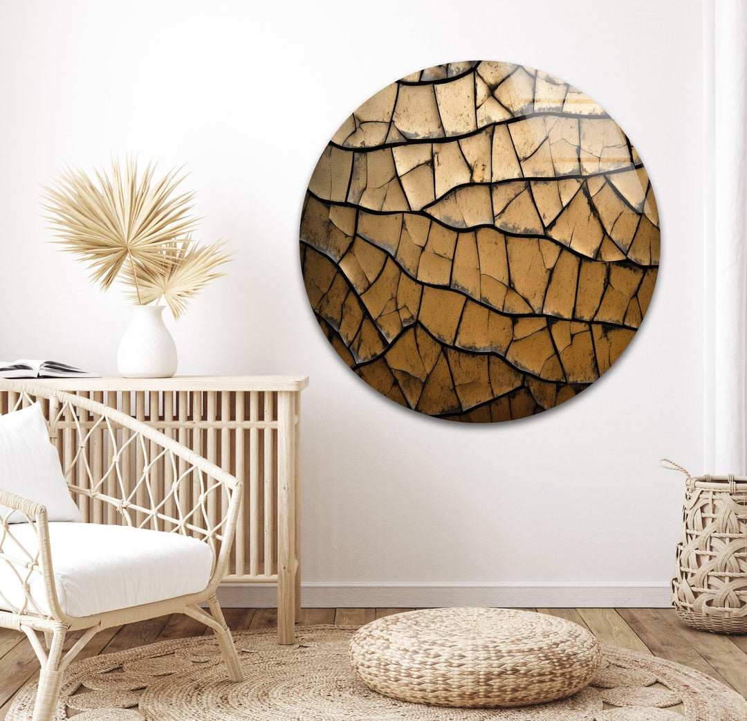 Brown Cracked Abstract Glass Wall Art stained glass wall art, stained glass wall decor