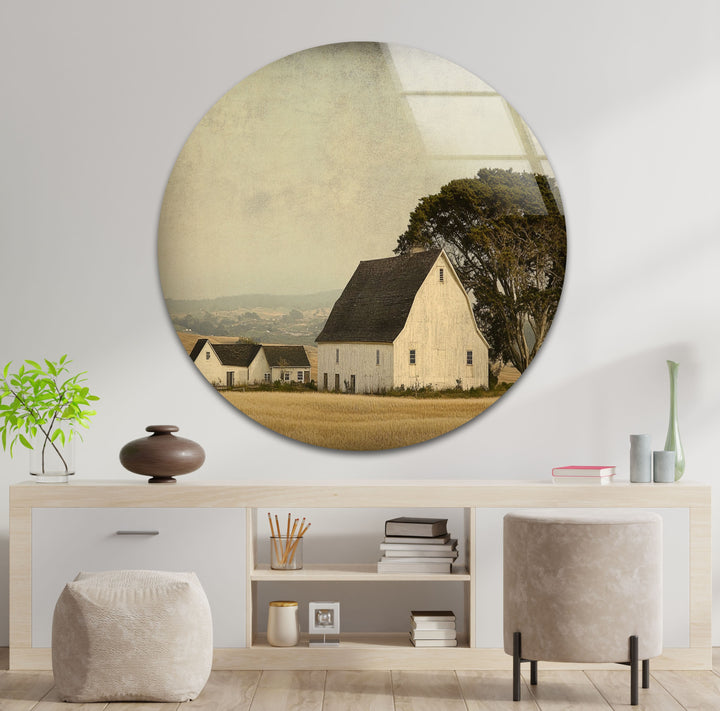 Rustic Farmstead Charm – Vintage Countryside Barn Glass Wall Art