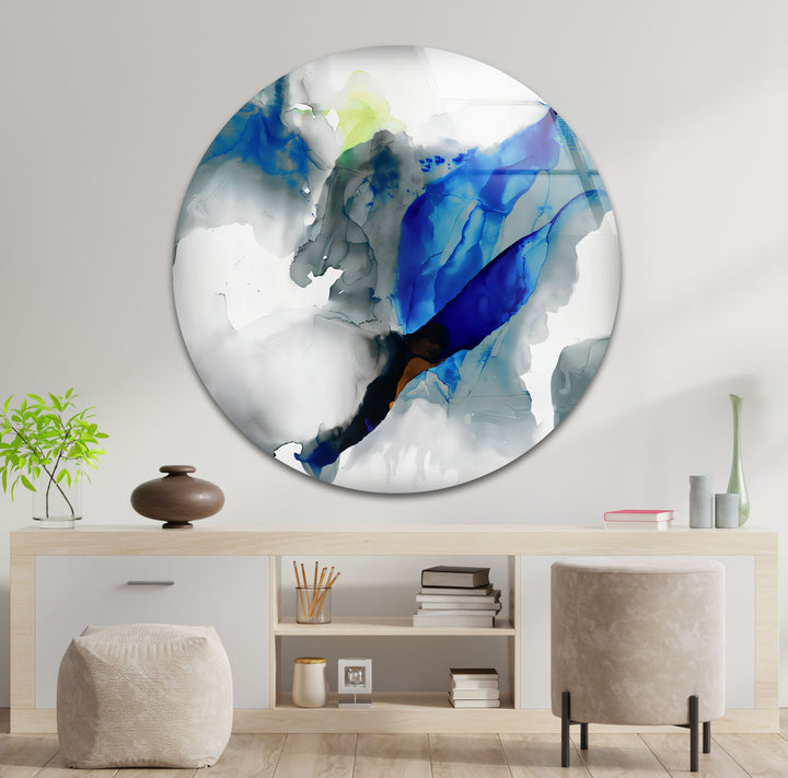 Azure Drift – Abstract Blue Glass Wall Art