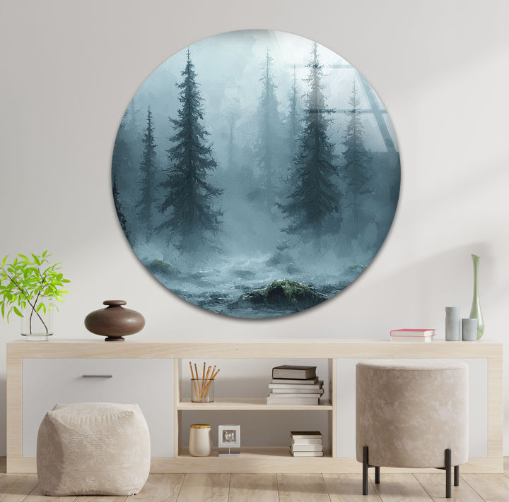 Into the Fog – Enchanted Forest Glass Wall Art
