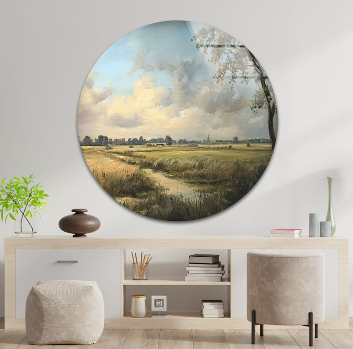 Golden Meadow Horizon – Landscape Glass Wall Art