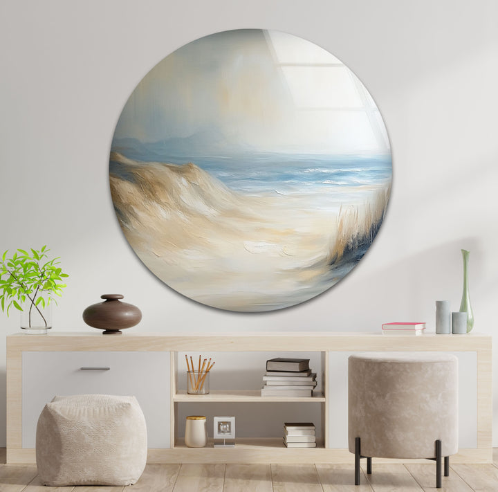 Whispers of the Dunes – Tranquil Coastal Glass Wall Art