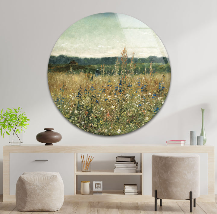 Wildflower Meadow – Tranquil Pastoral Glass Wall Art