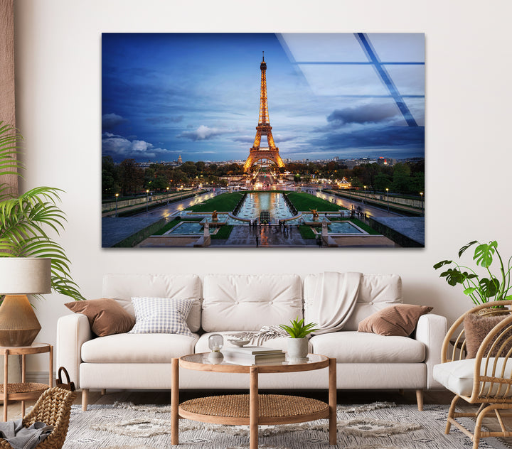 Eiffelturm-Wandkunst aus Glas – Skyline von Paris bei Nacht