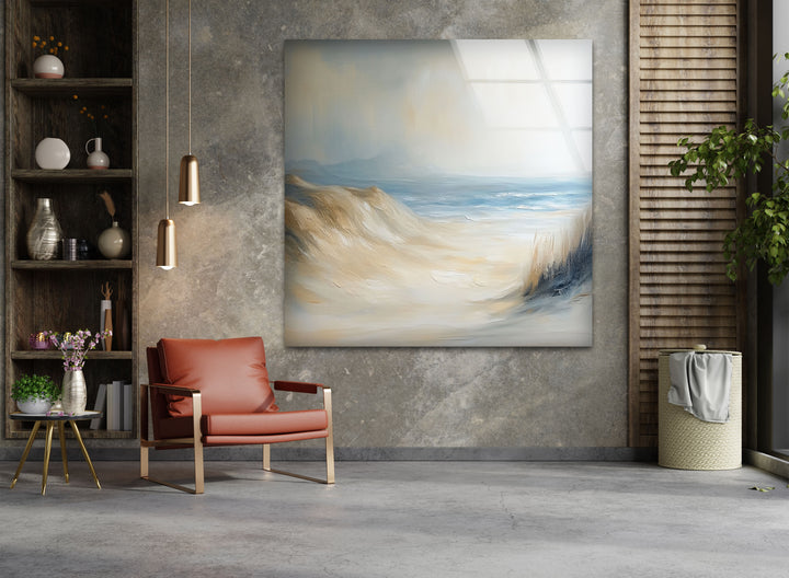 Whispers of the Dunes – Tranquil Coastal Glass Wall Art