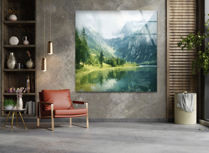 Alpine Serenity – Landschafts-Wandkunst aus Glas