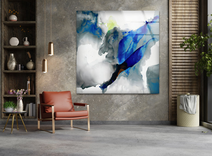 Azure Drift – Abstract Blue Glass Wall Art