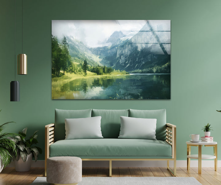 Alpine Serenity – Landschafts-Wandkunst aus Glas