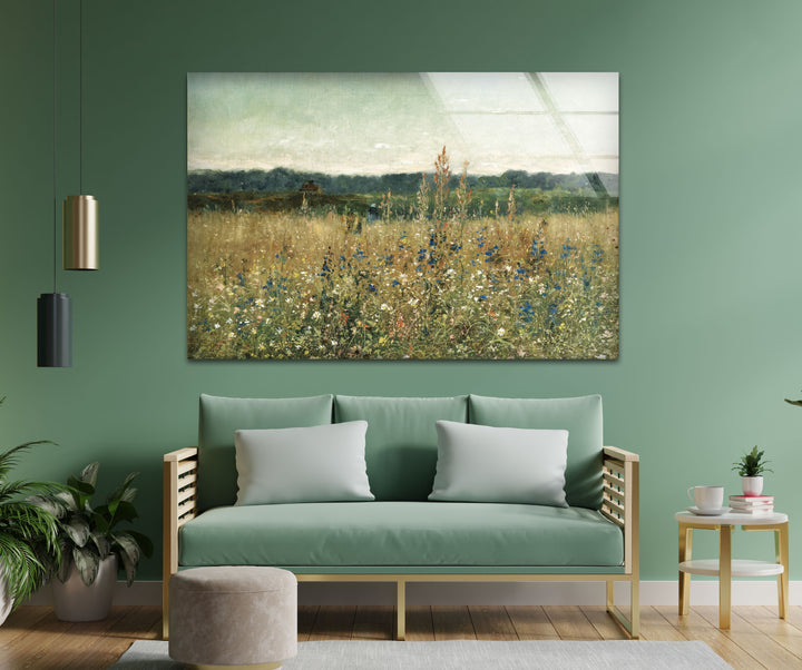 Wildflower Meadow – Tranquil Pastoral Glass Wall Art
