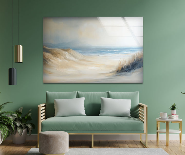 Whispers of the Dunes – Tranquil Coastal Glass Wall Art