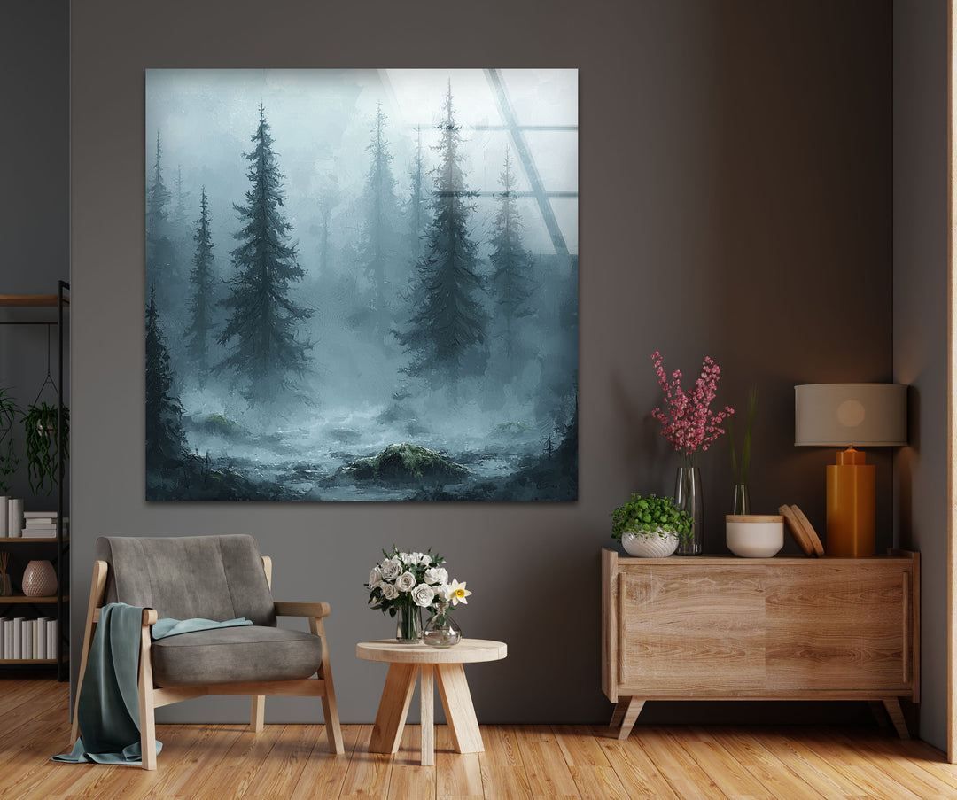 Into the Fog – Enchanted Forest Glass Wall Art