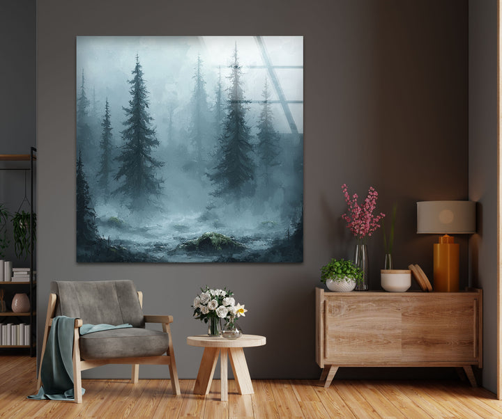 Into the Fog – Enchanted Forest Glass Wall Art