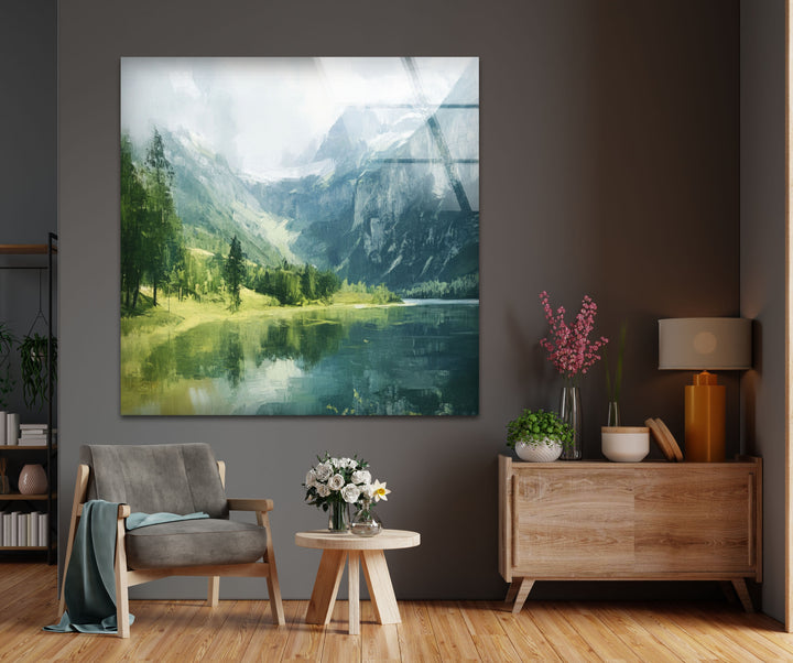 Alpine Serenity – Landschafts-Wandkunst aus Glas