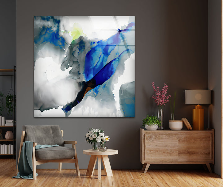 Azure Drift – Abstract Blue Glass Wall Art