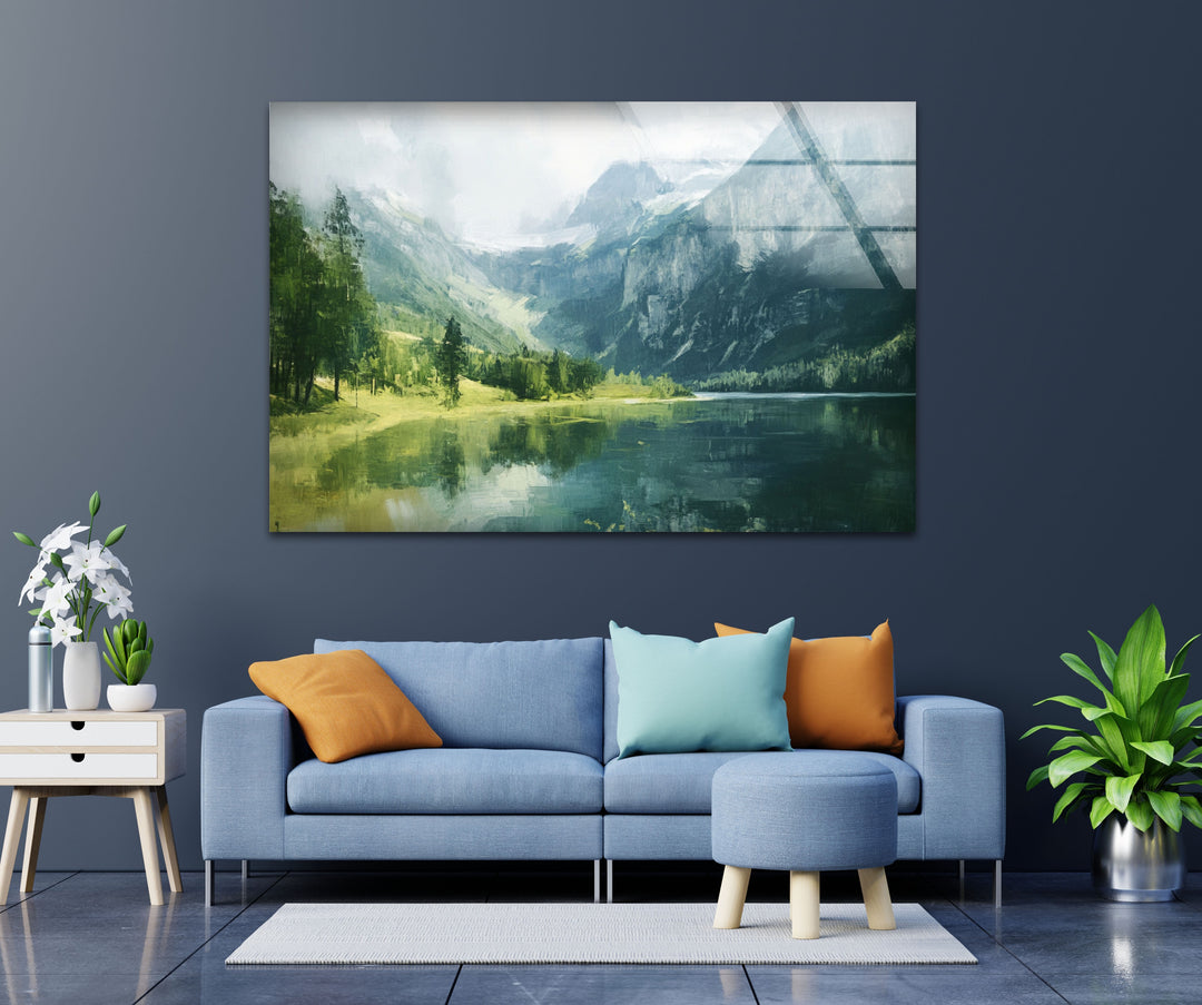 Alpine Serenity – Landschafts-Wandkunst aus Glas