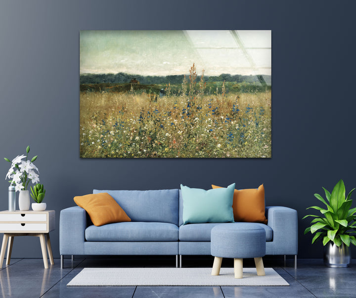 Wildflower Meadow – Tranquil Pastoral Glass Wall Art