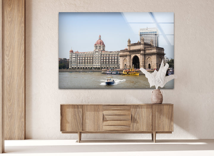 Mumbai Glaswandkunst – Gateway of India &amp; Taj Mahal Palace