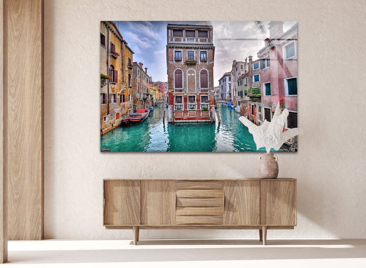 Venedig Kanal Glaswandkunst – Historisches italienisches Architekturdekor