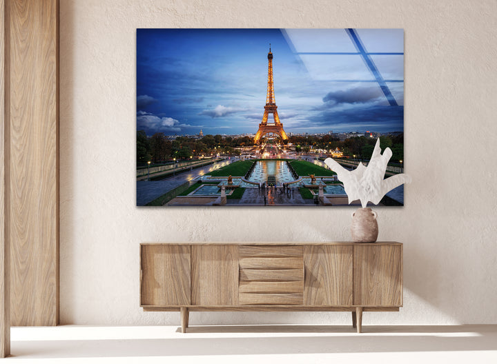 Eiffelturm-Wandkunst aus Glas – Skyline von Paris bei Nacht