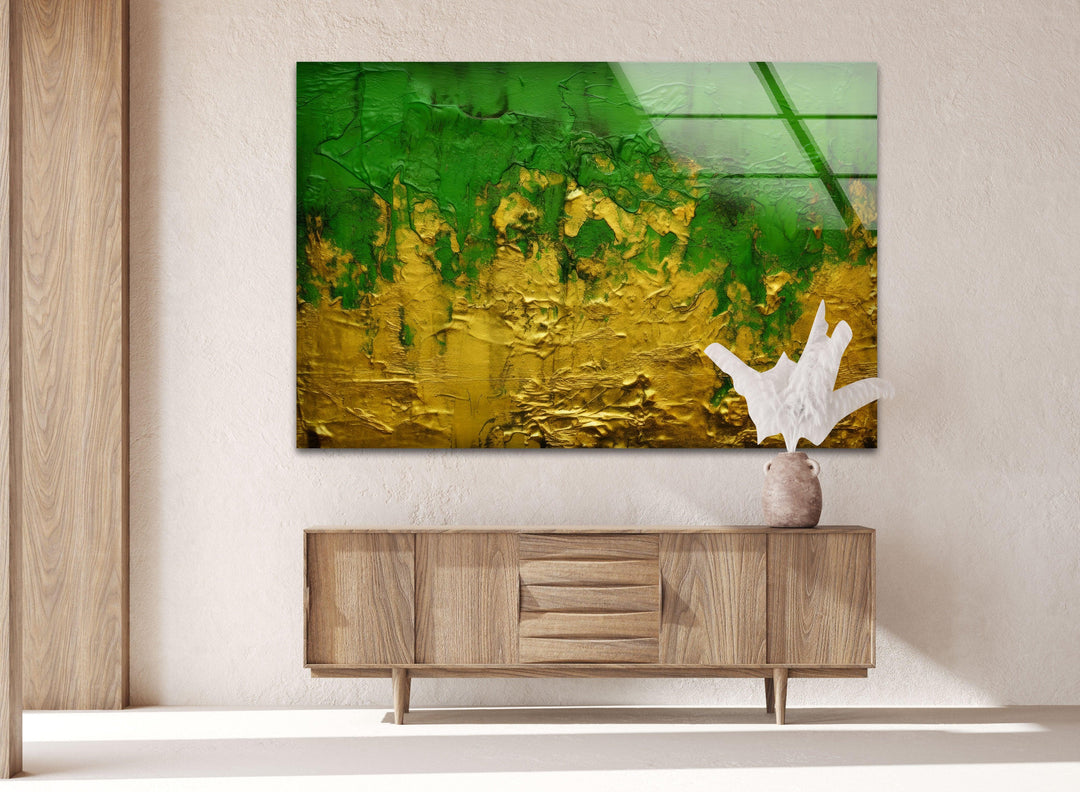 Yellow with Green Glass Wall Art