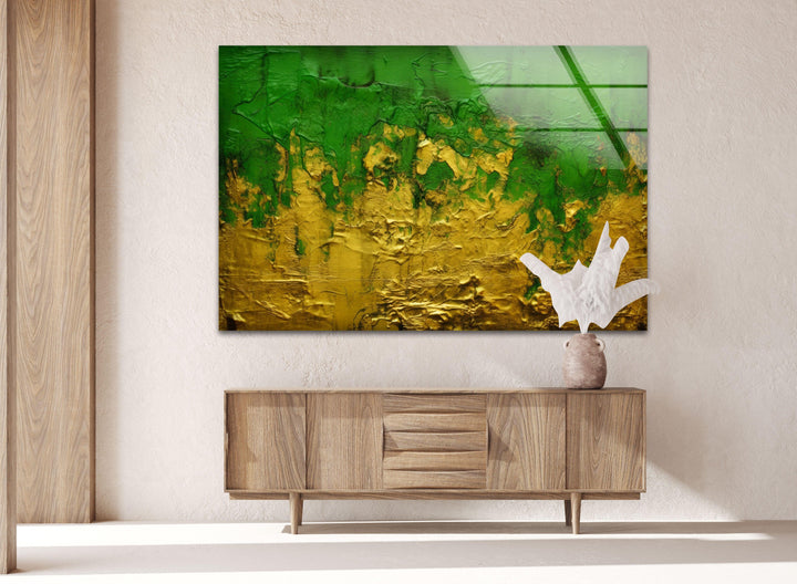 Yellow with Green Glass Wall Art