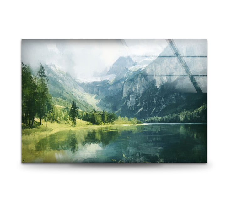 Alpine Serenity – Landschafts-Wandkunst aus Glas