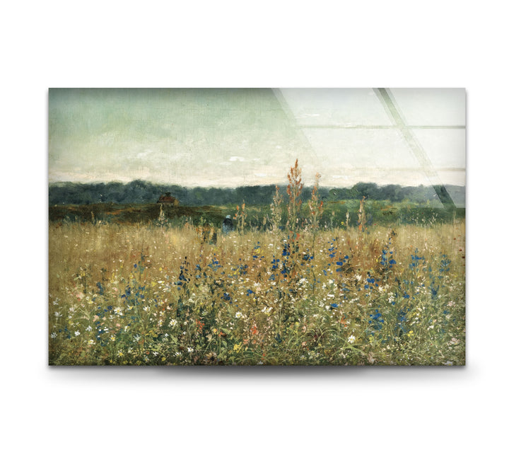 Wildflower Meadow – Tranquil Pastoral Glass Wall Art