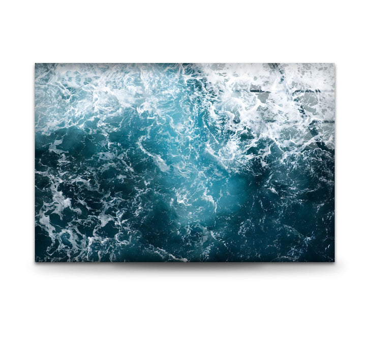 Turbulent Depths – Abstract Ocean Glass Wall Art