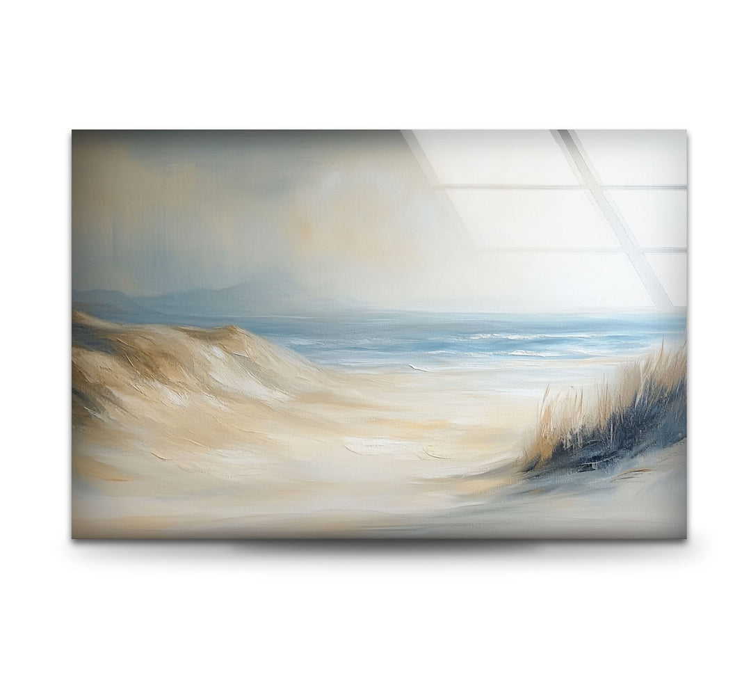 Whispers of the Dunes – Tranquil Coastal Glass Wall Art