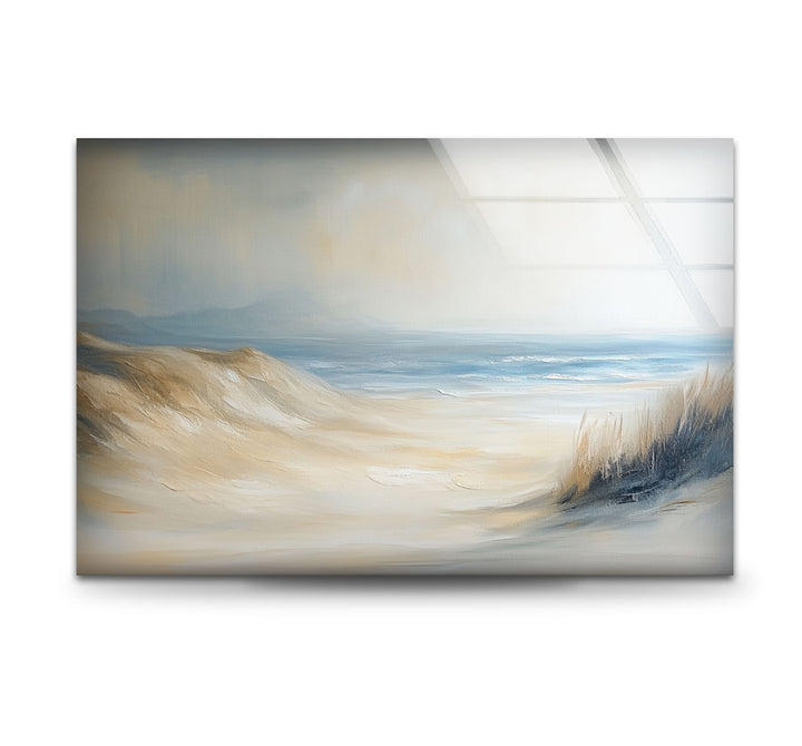 Whispers of the Dunes – Tranquil Coastal Glass Wall Art
