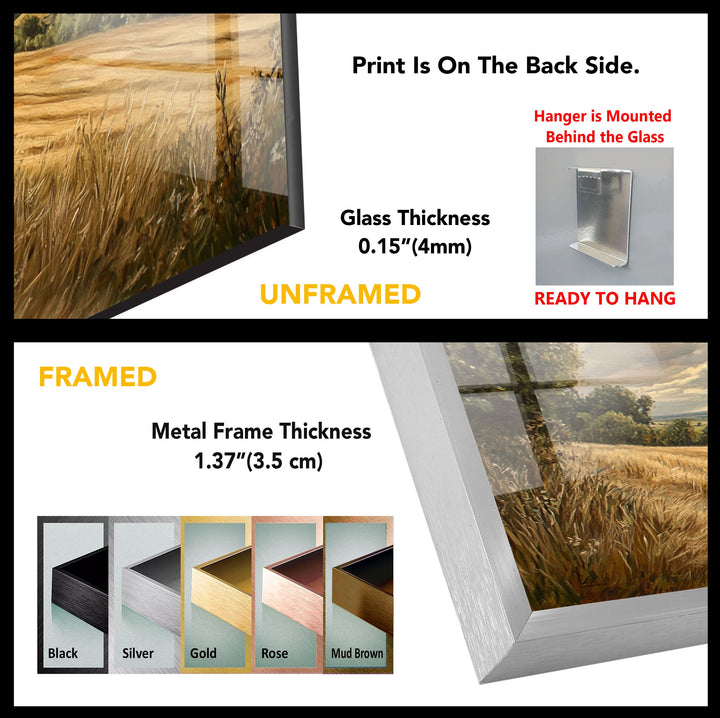 Golden Fields Horizon – Panoramic Wheat Landscape Glass Wall Art