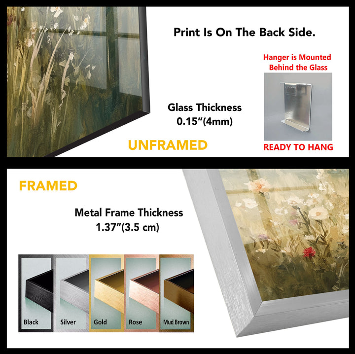 Wildflower Bloom – Tranquil Meadow Scene Glass Wall Art