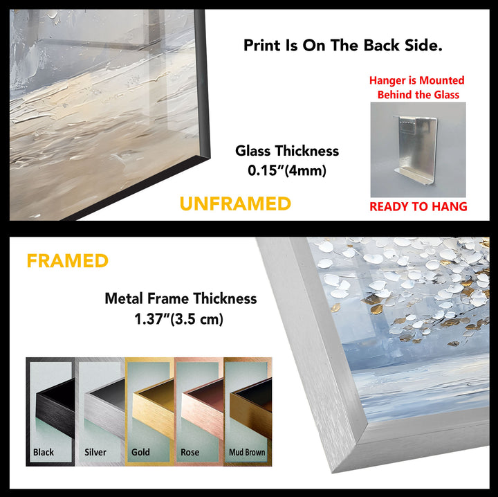 Golden Blossom Tree – Elegant White and Gold Glass Wall Art