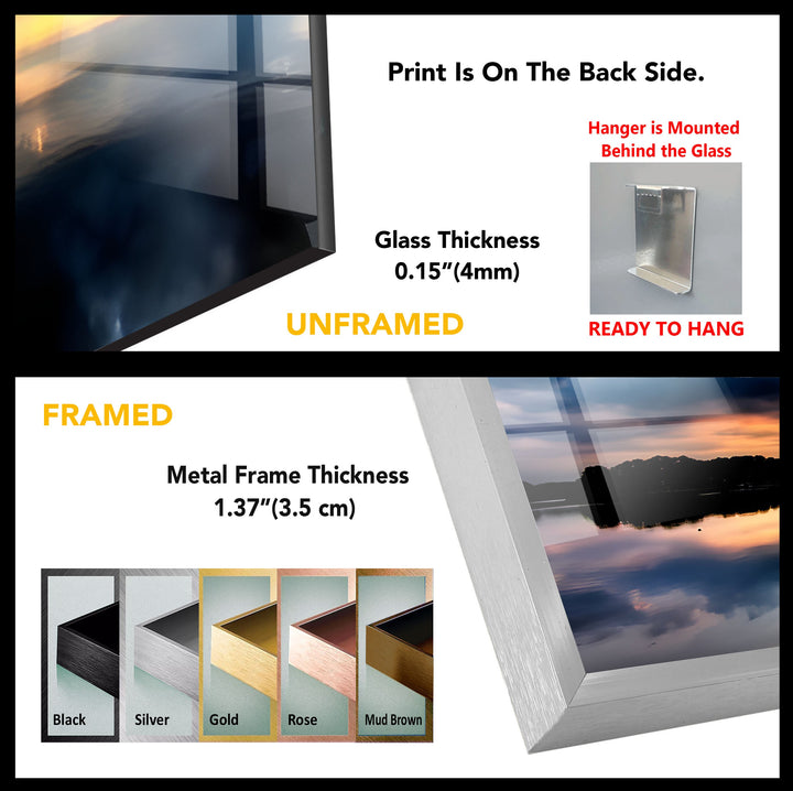 Reflections of Heaven – Sunset Lake Glass Wall Art
