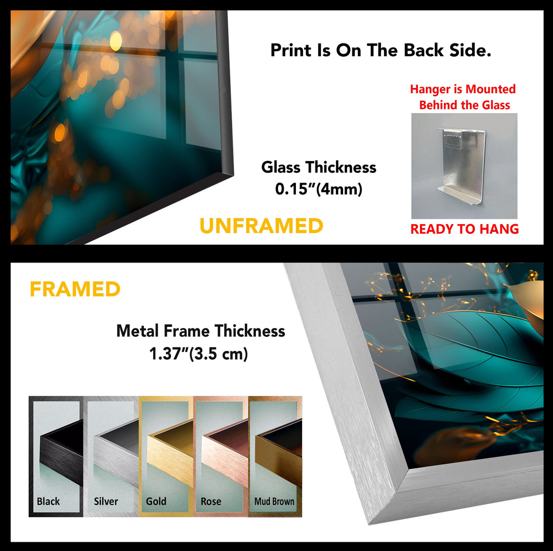 Golden Bloom Radiance – Modern Glass Wall Art