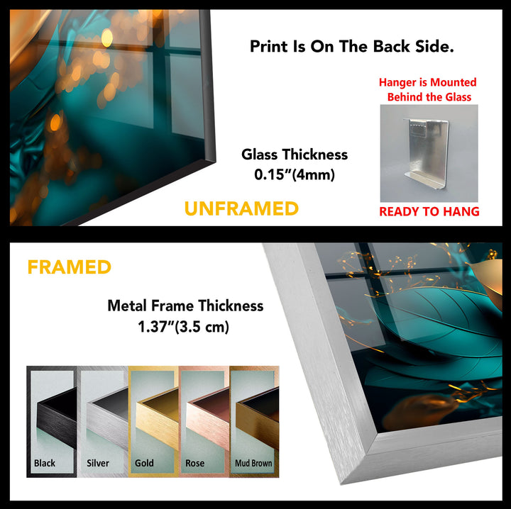 Golden Bloom Radiance – Modern Glass Wall Art