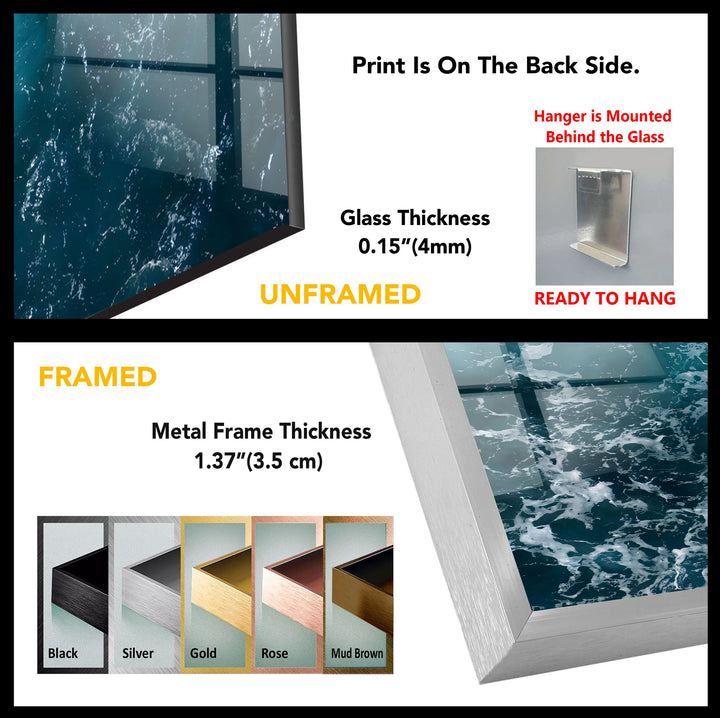 Turbulent Depths – Abstract Ocean Glass Wall Art