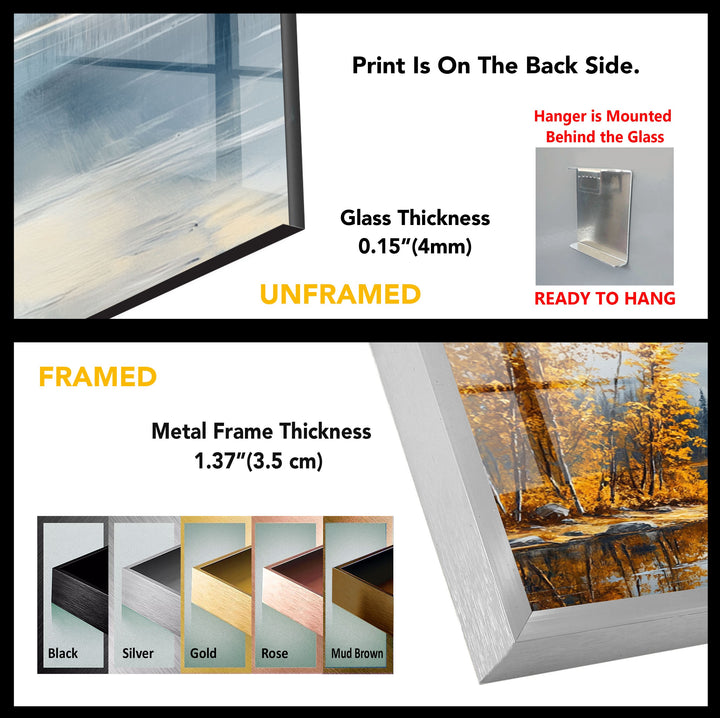 Snow-Capped Mountains and Autumn Trees - Glass Wall Art
