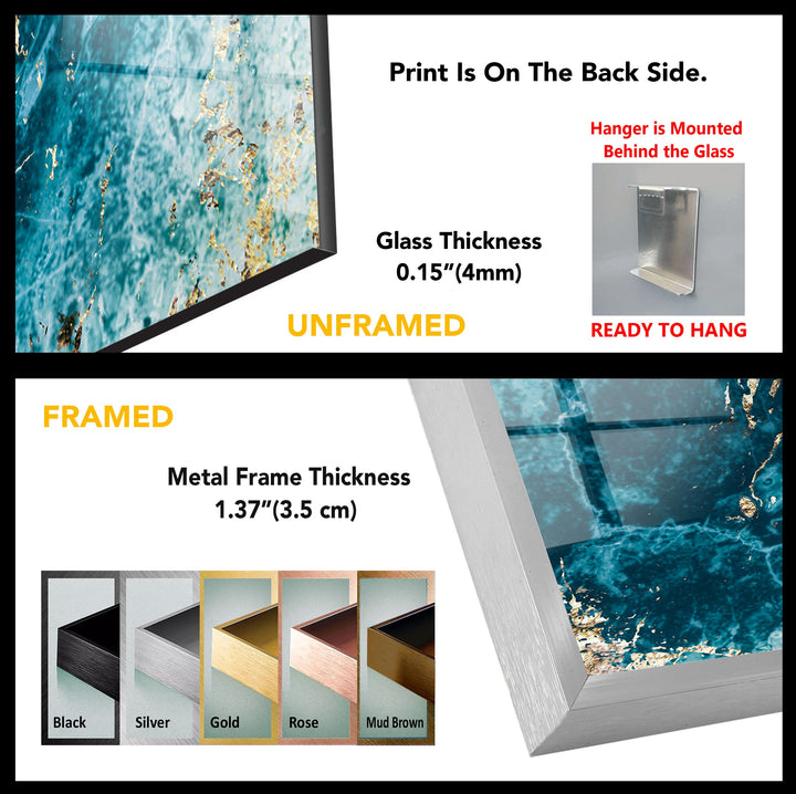 Turquoise Veins – Deep Ocean Blue Glass Wall Art